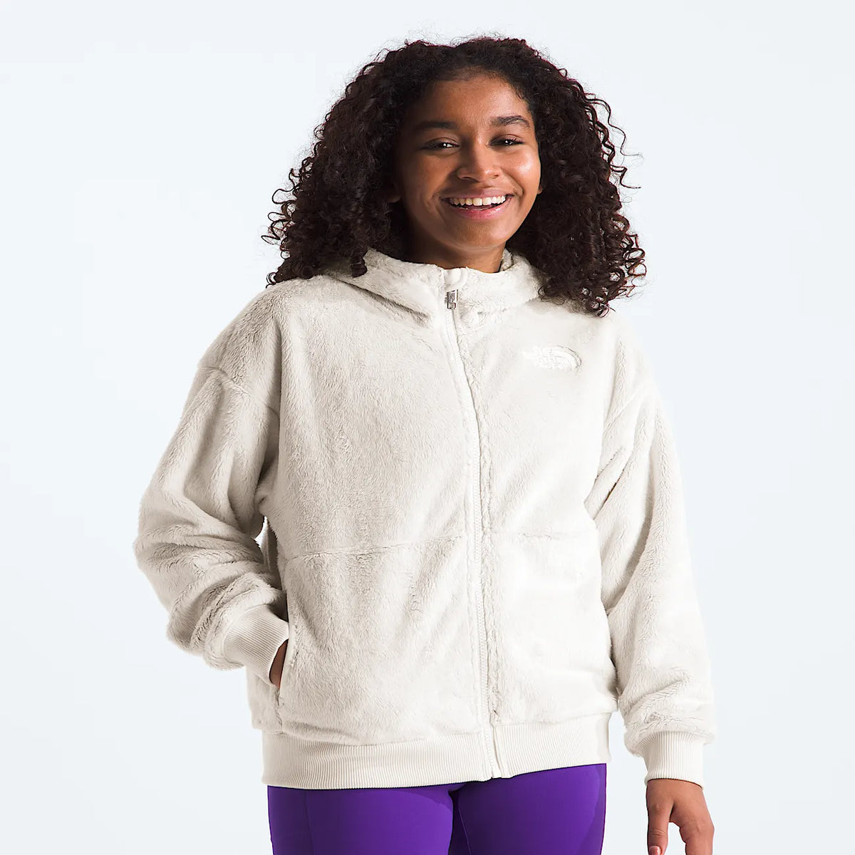 Girls' Fleece Full-Zip Hoodie - White Dune
