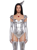 Metallic Corset Costume Set - Silver