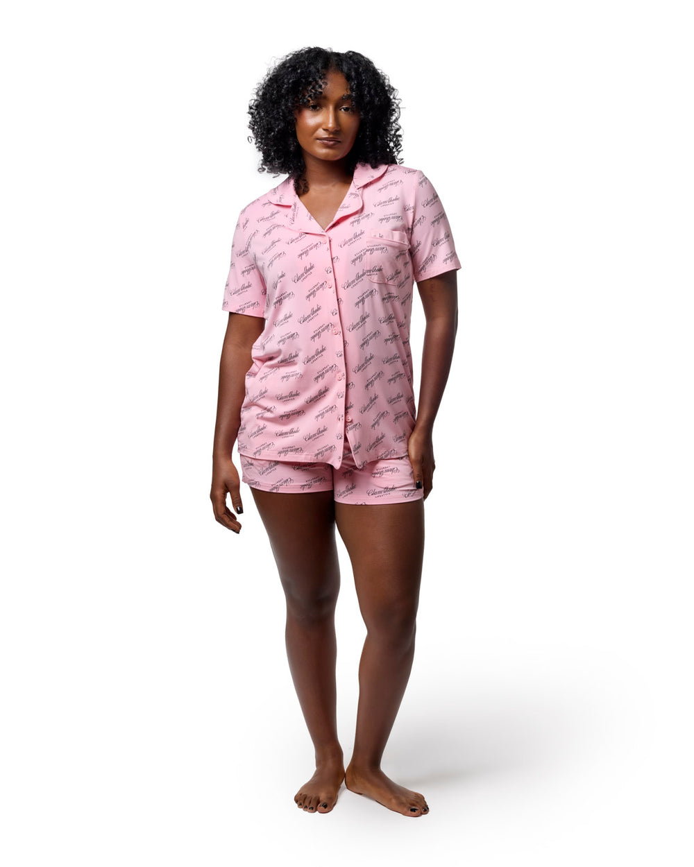 Rayon Blend Pajama Short Set - Light Pink