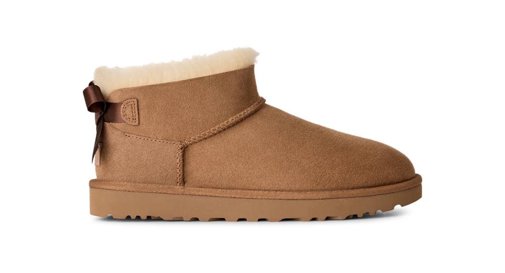 Women's Ultra-Short Suede Bow Boot - Sand
