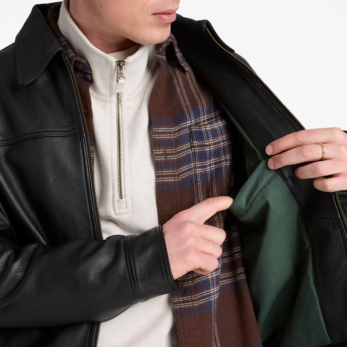 Men's Leather Bomber Jacket