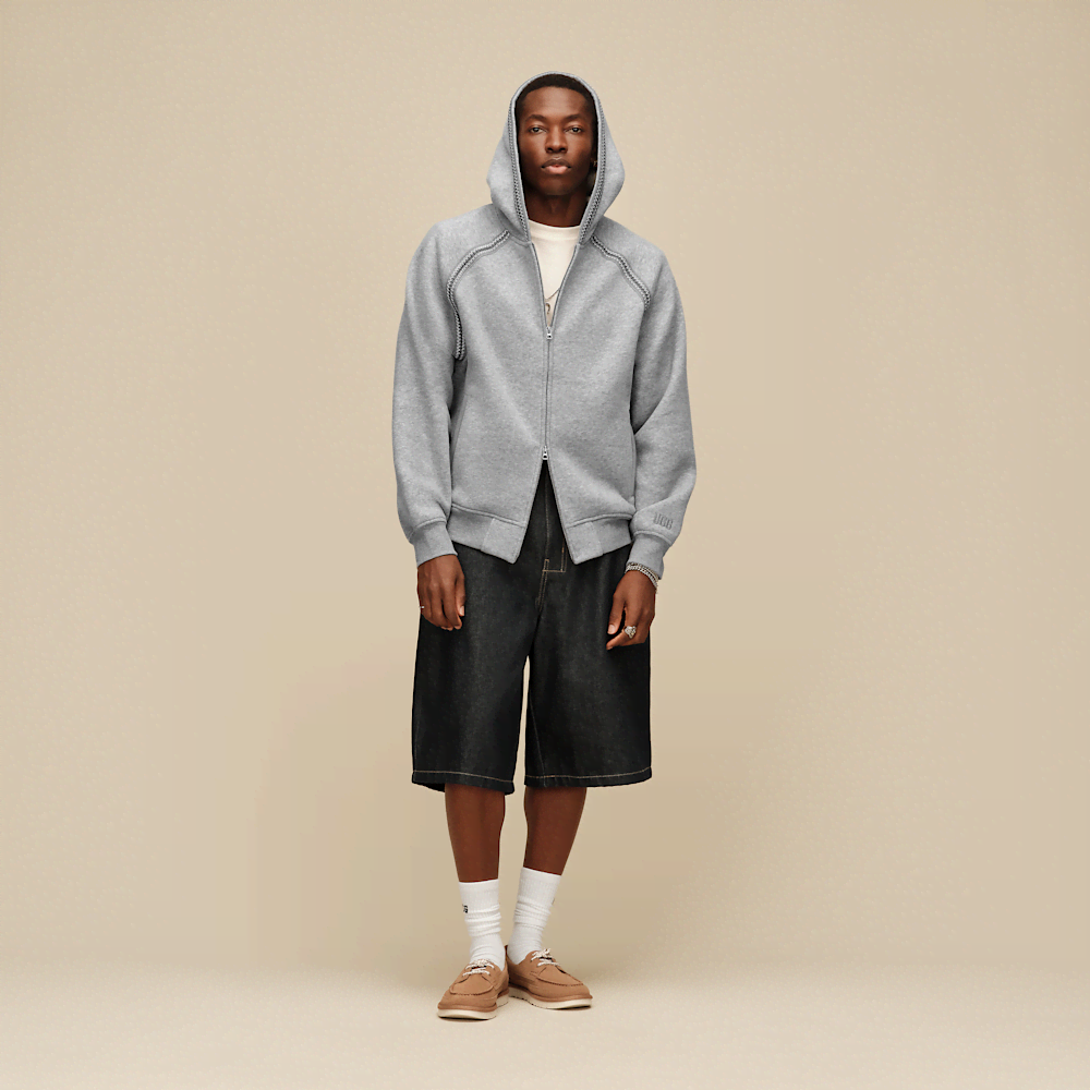 Men's Oversized Full-Zip Hooded Sweatshirt - Brown
