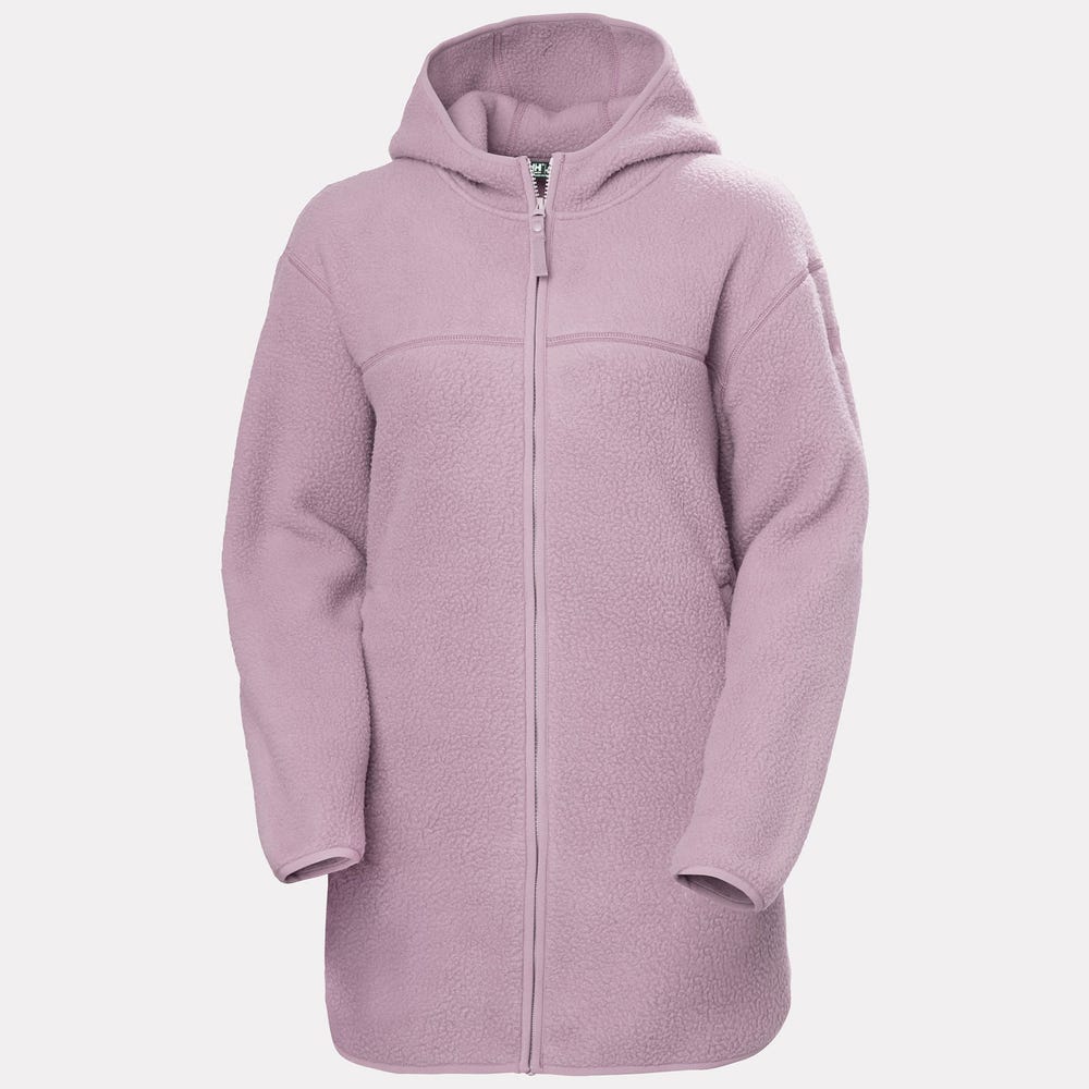 Women's Hooded Pile Fleece Jacket - Purple