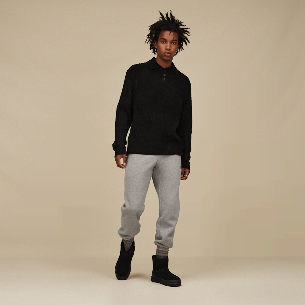 Men's Rib-Knit Polo Pullover - Stripe
