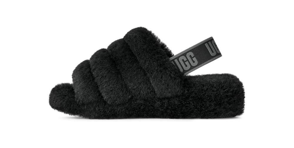 Women's Sheepskin Platform Slide - Black