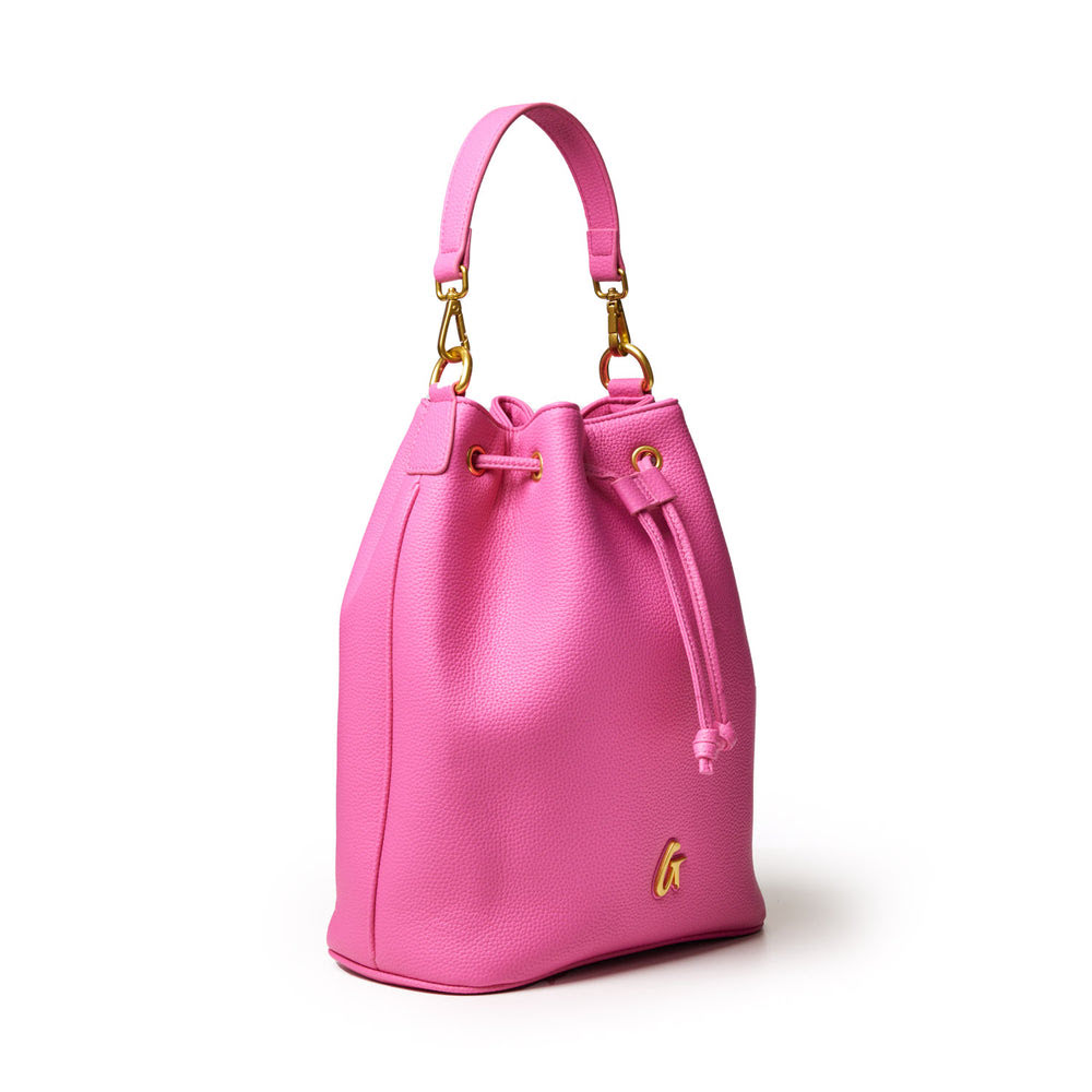 Large Pebbled Bucket Bag - Hot Pink