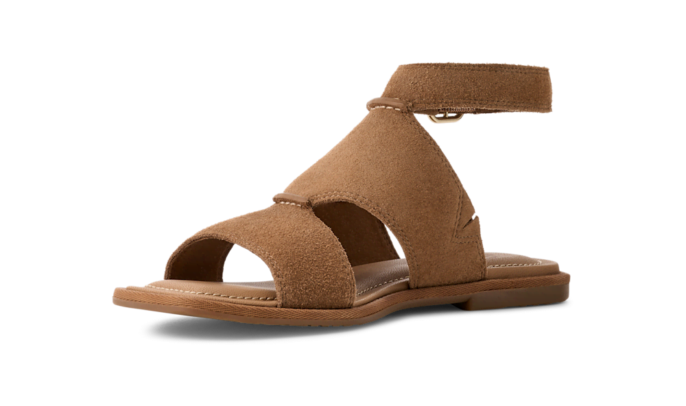 Women's Suede Square-Toe Cutout Sandal - Mustard