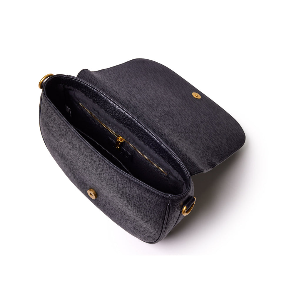 Large Textured Shoulder Bag - Black
