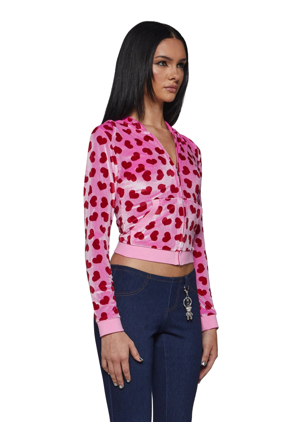 Heart Print Hoodie Costume Set - Pink