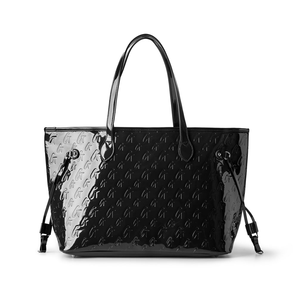 Vegan Leather Laptop Tote With Wristlet - Black