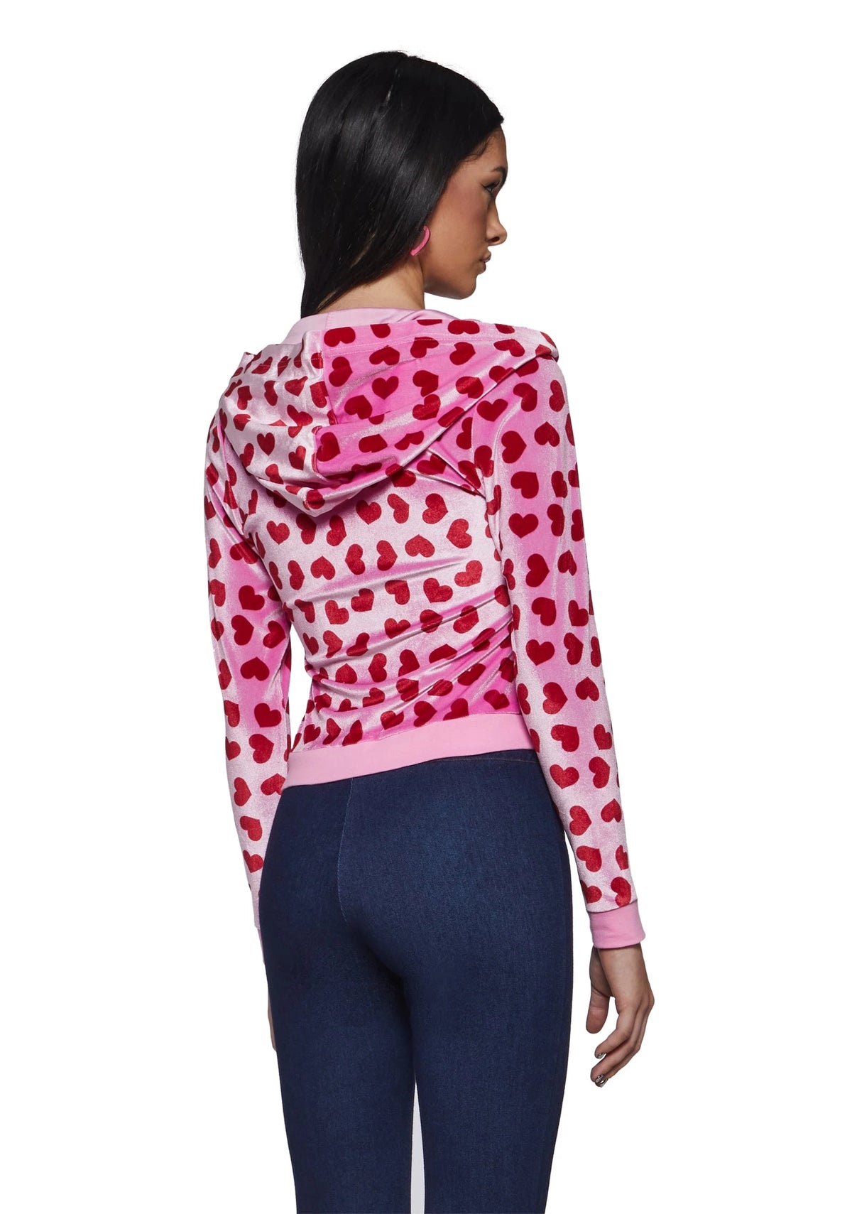 Heart Print Hoodie Costume Set - Pink