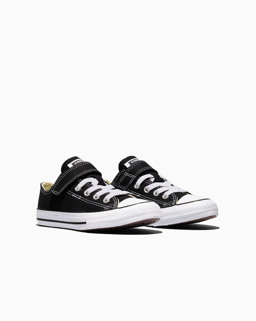 Kids' Easy-On Canvas Low Top Sneaker - Black - Black/Natural/White