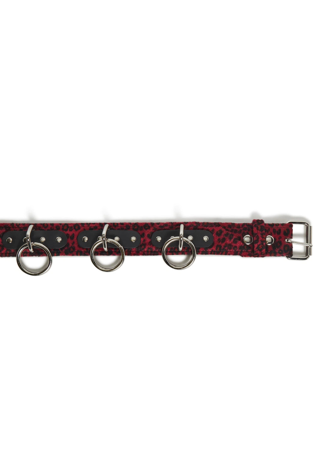 Fuzzy Animal Print O-Ring Belt - Red