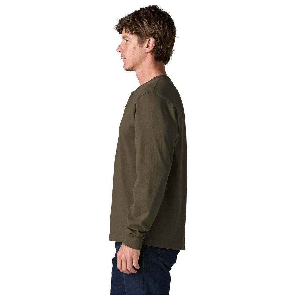 Men's Long Sleeve Cotton Henley Shirt - White