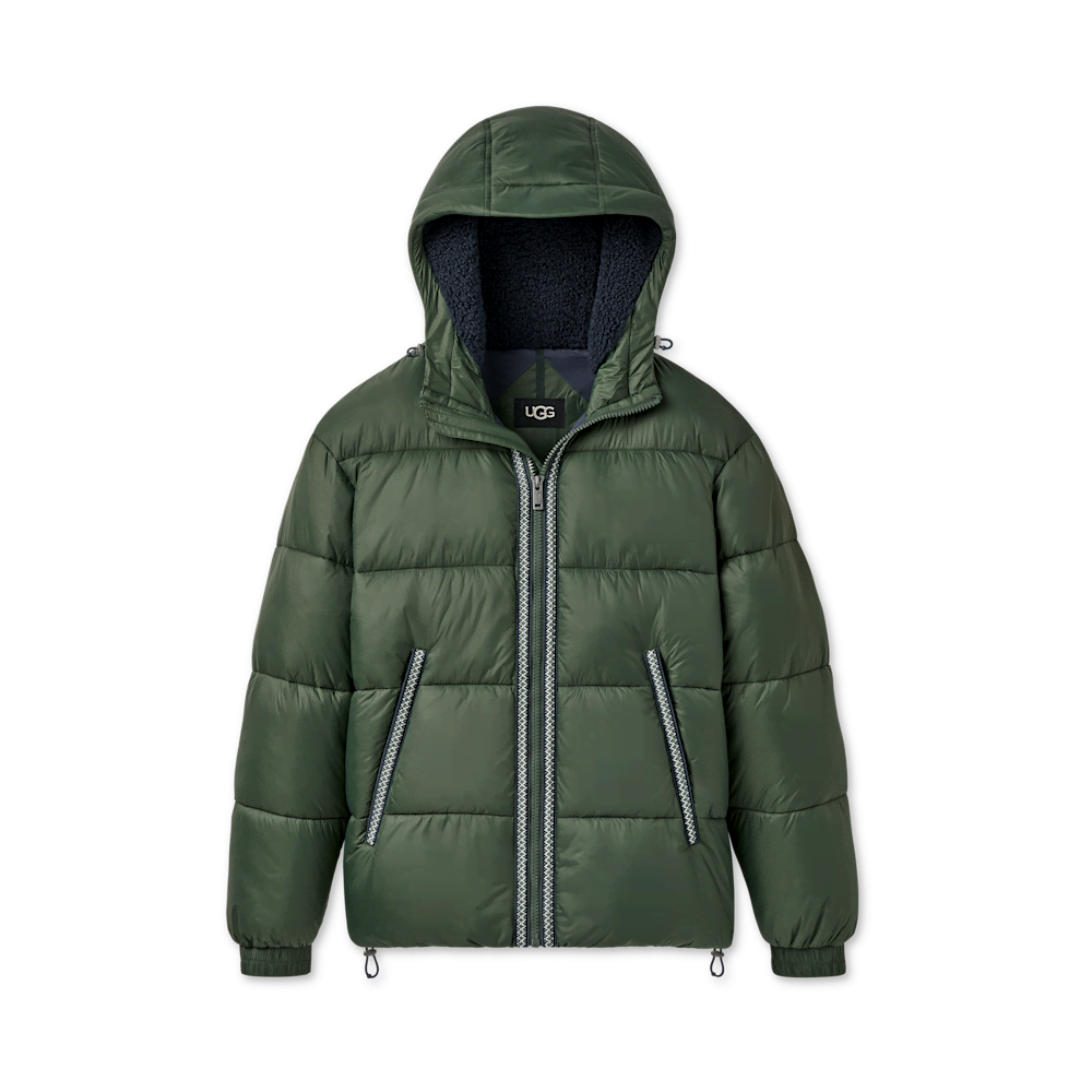 Men's Hooded Puffer Jacket - Green