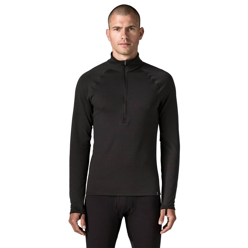 Men's Grid Fleece Zip-Neck Base Layer - Orange