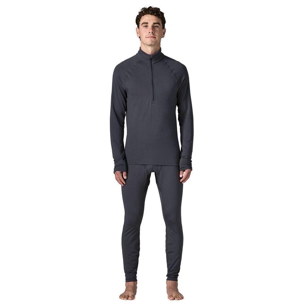 Men's Grid Fleece Zip-Neck Base Layer - Orange