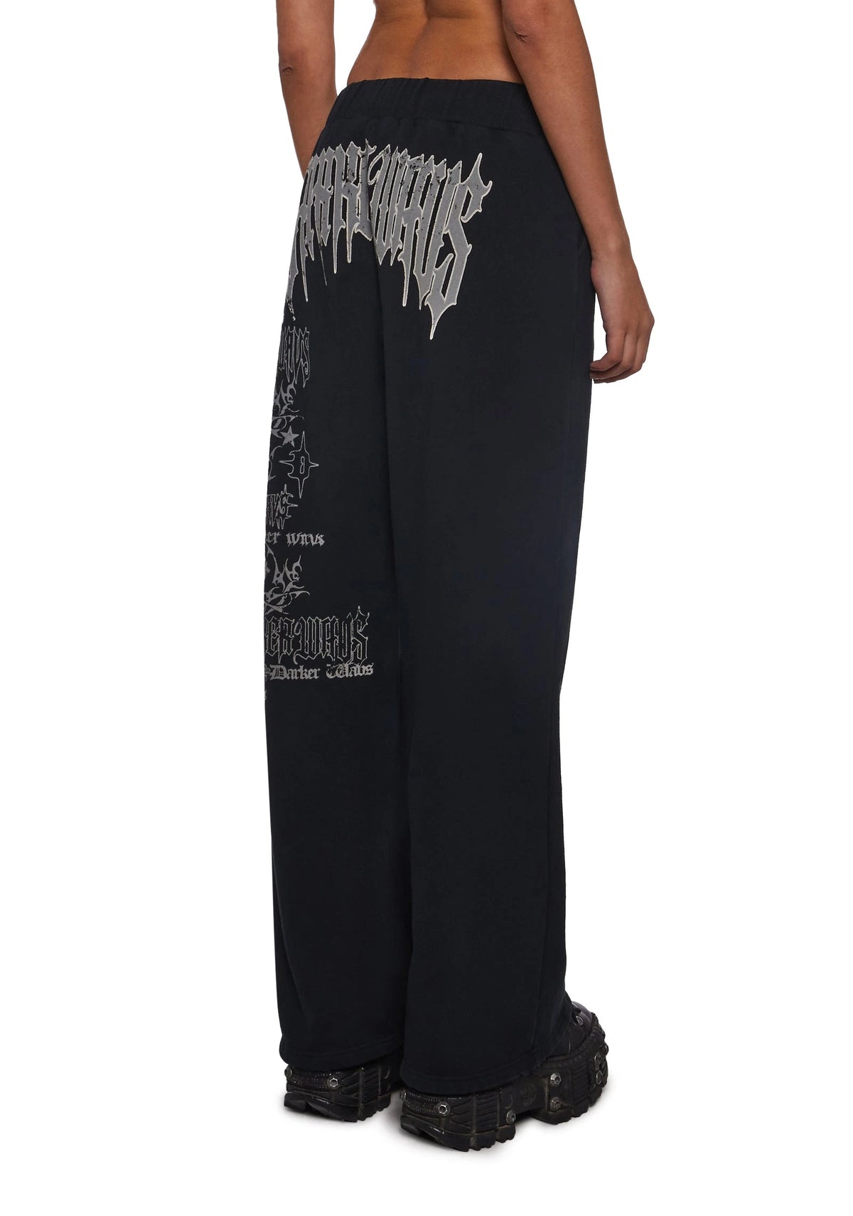 Graphic Wide-Leg Sweatpants - Black