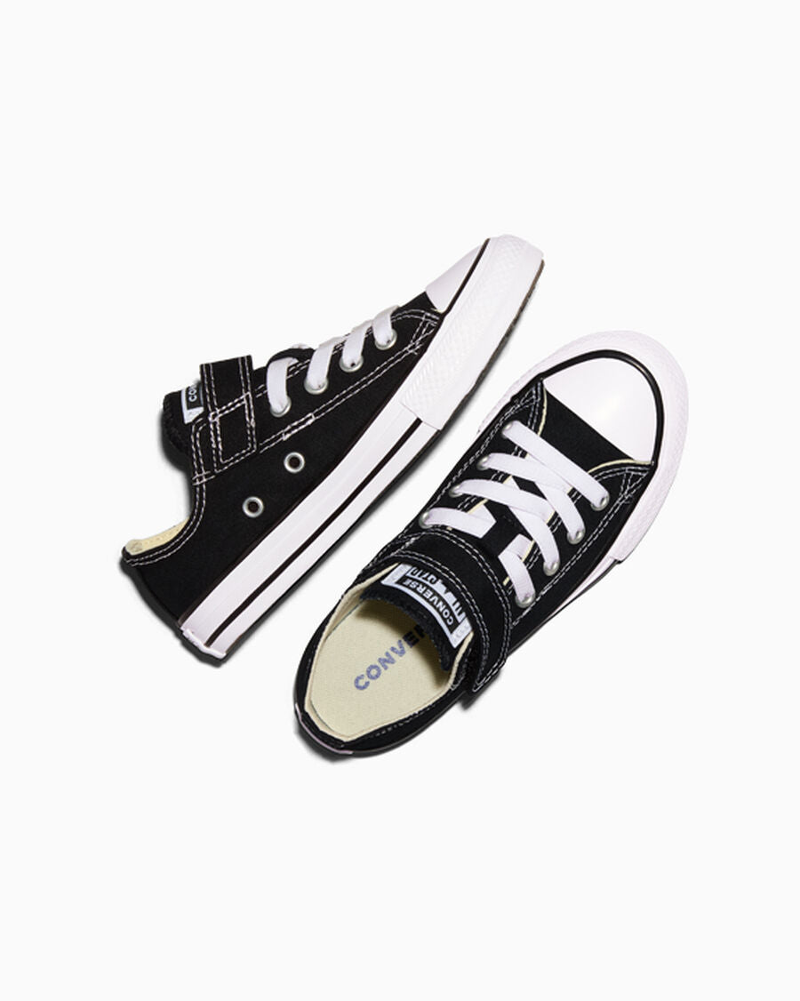 Kids' Easy-On Canvas Low Top Sneaker - Black - Black/Natural/White