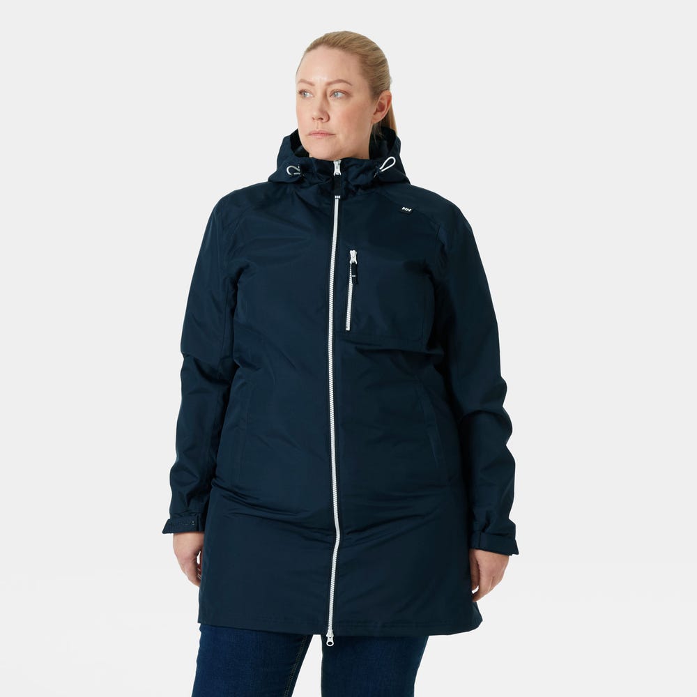 Women's Long Waterproof Rain Jacket - White