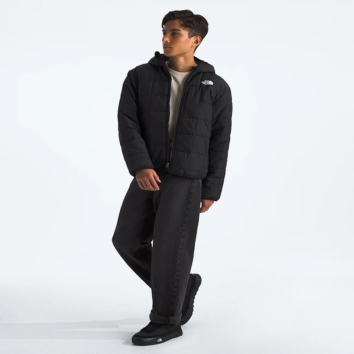 Boys' Reversible Hooded Jacket - Black