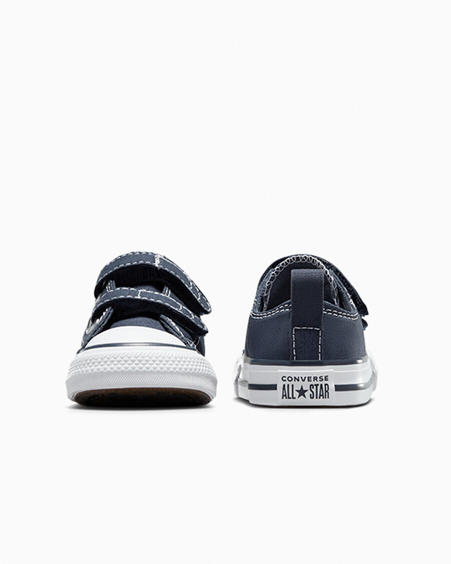 Toddler Easy-On Canvas Low Top Sneaker - Black - Athletic Navy/White
