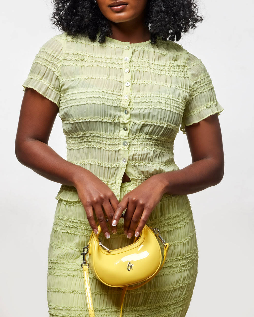 Mirrored Mini Hobo Bag - Yellow