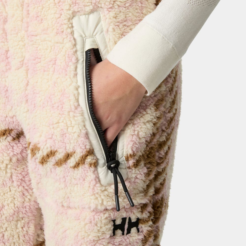 Unisex Printed Fleece Bib Overalls - Pink