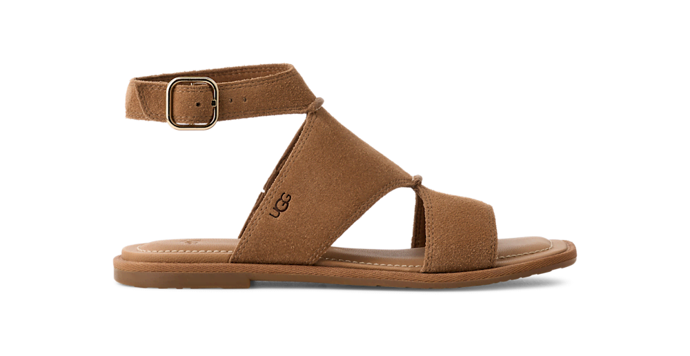 Women's Suede Square-Toe Cutout Sandal - Mustard