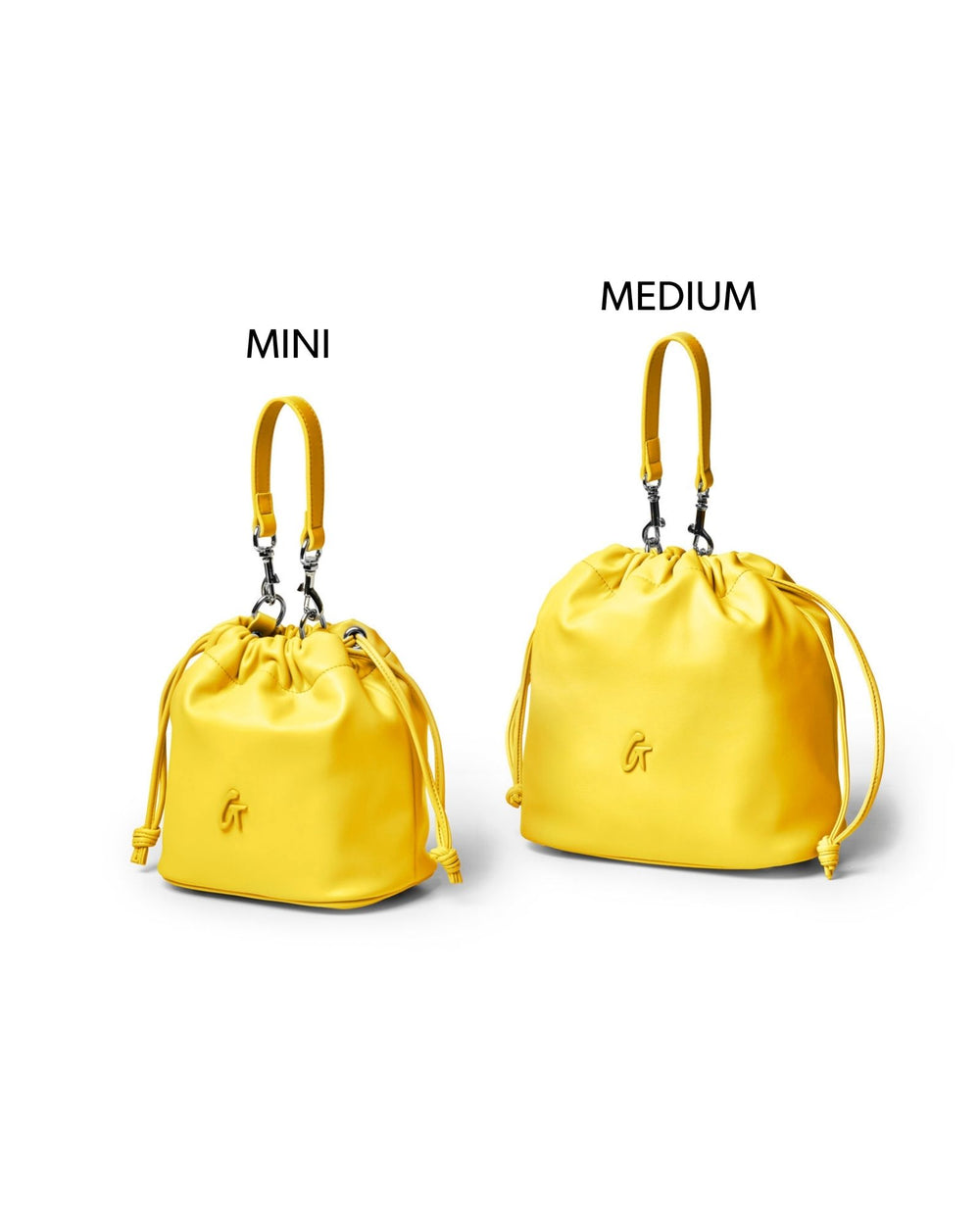 Medium Vegan Leather Bucket Bag - Yellow