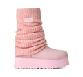 Women's Platform Boot With Knit Leg Warmer - Black