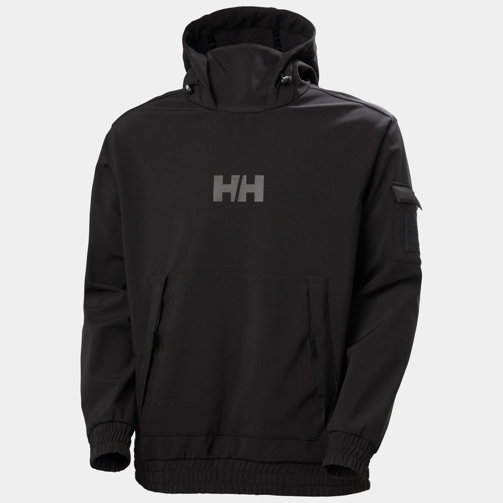 Unisex Fleece-Backed Softshell Hoodie - Black