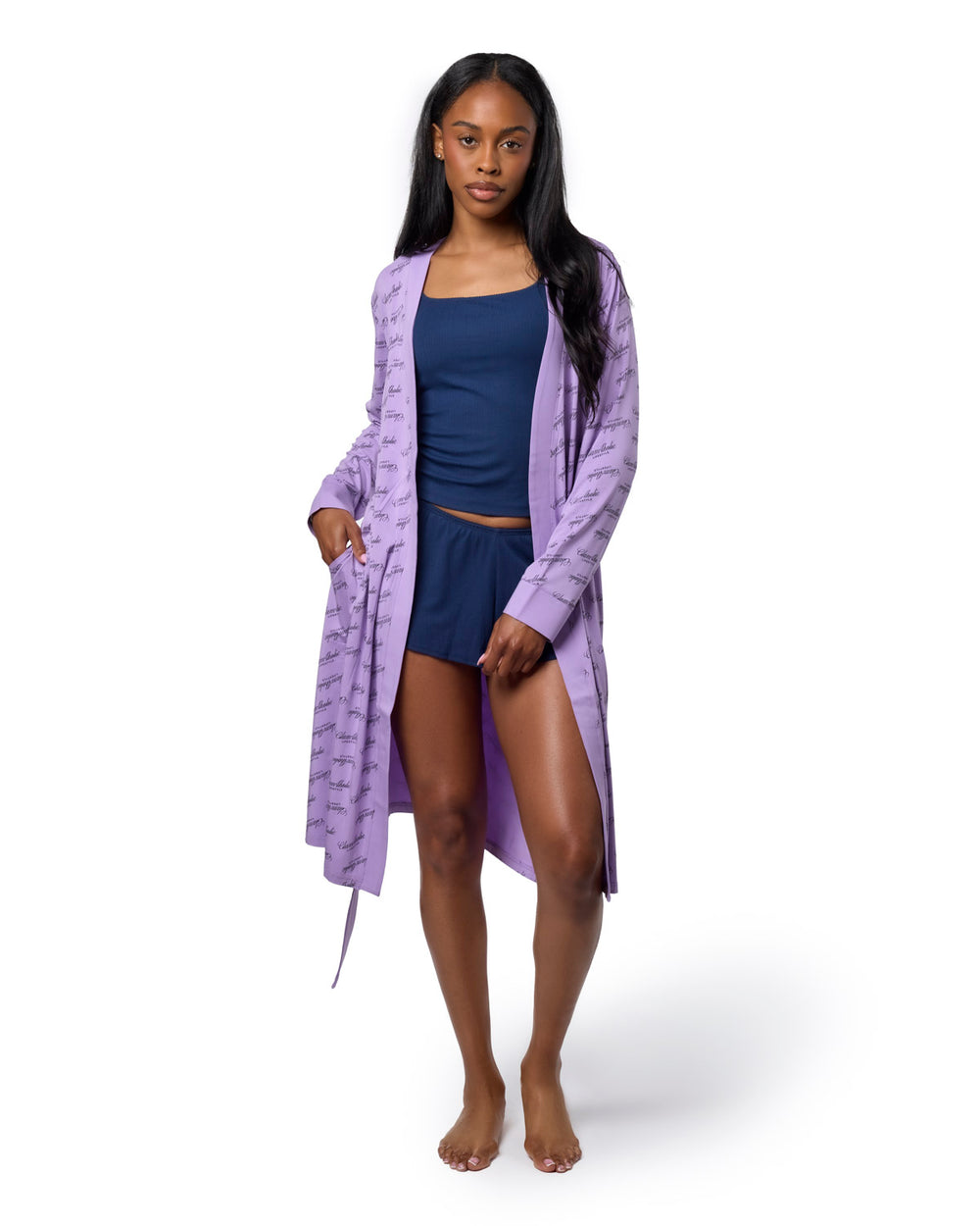 Rayon Blend Kimono Robe - Lavender