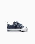 Toddler Easy-On Canvas Low Top Sneaker - Black - Athletic Navy/White