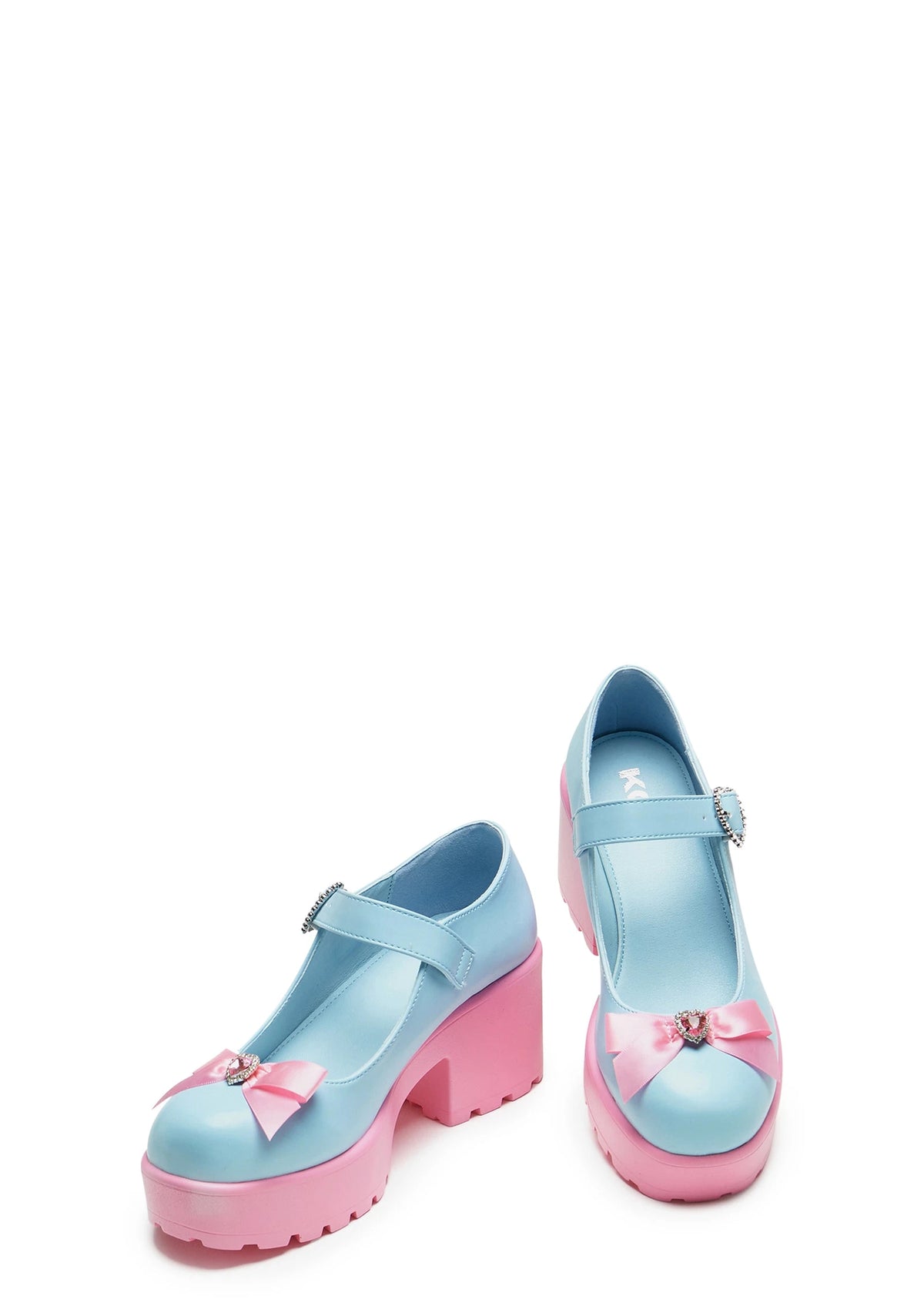 Bow Mary Jane Block Heel Pumps - Multi
