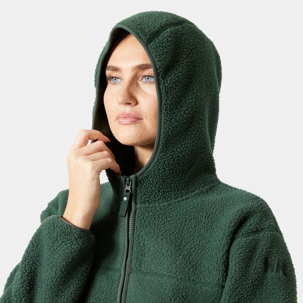 Women's Hooded Pile Fleece Jacket - Purple
