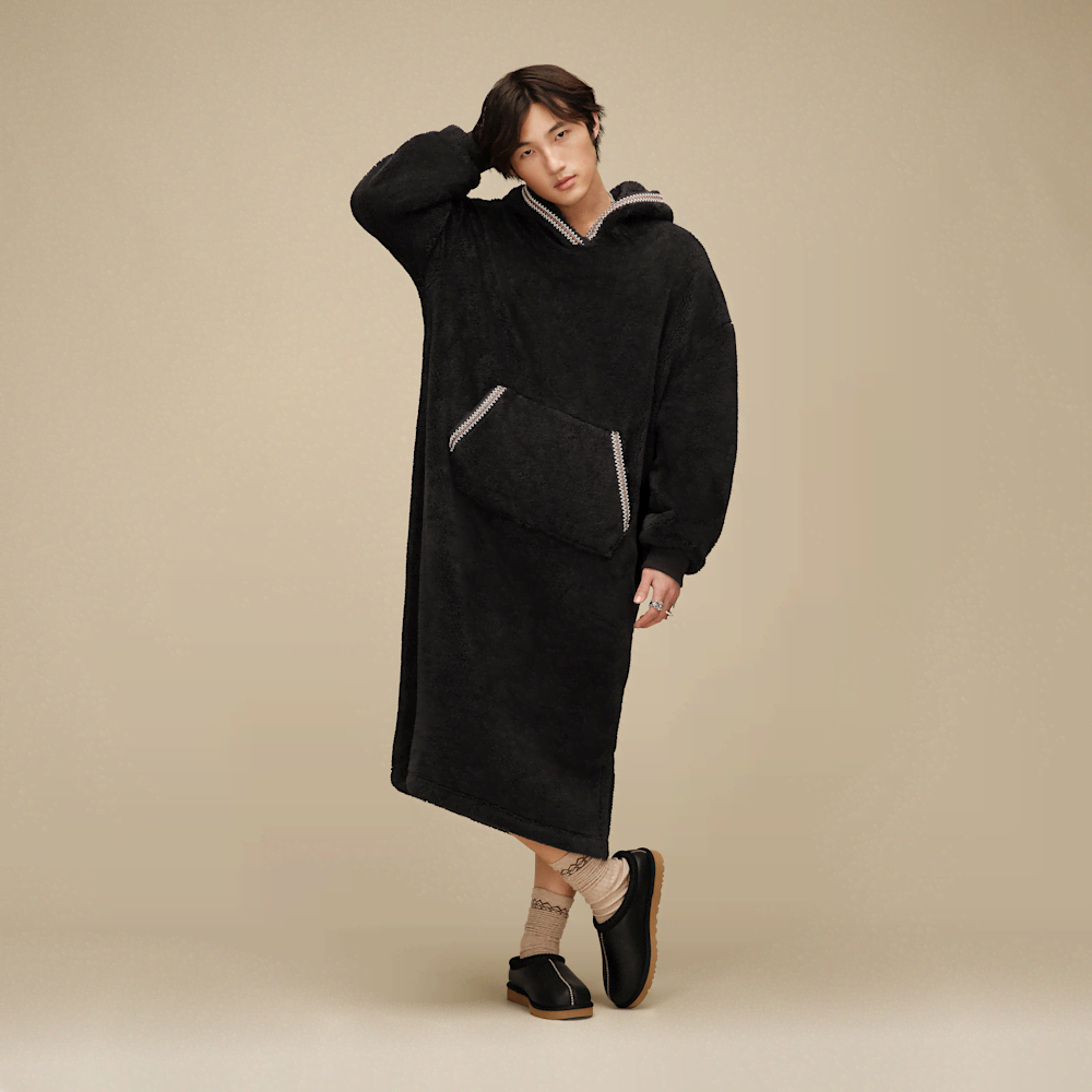 Oversized Recycled Fleece Hoodie - Black