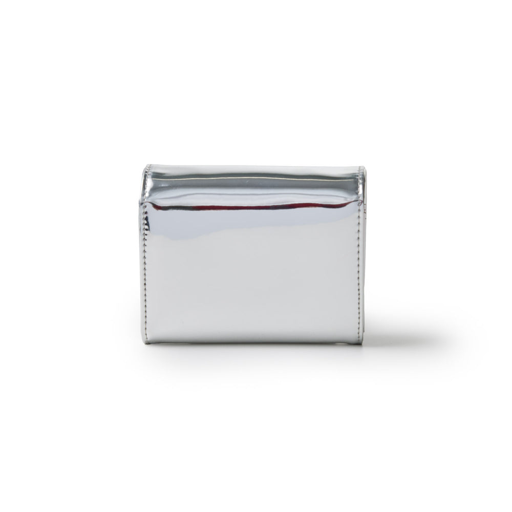 Metallic Vegan Leather Wallet Crossbody - Silver