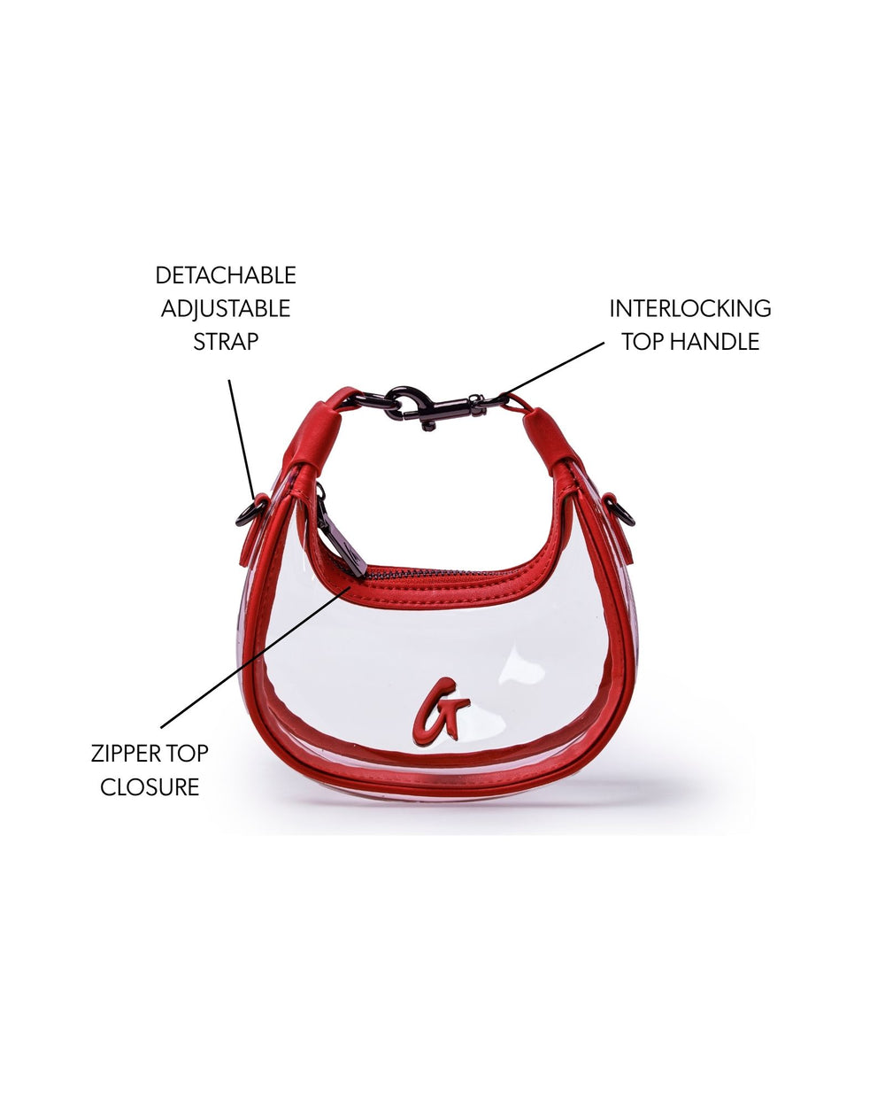 Clear PVC Mini Hobo Bag - Red