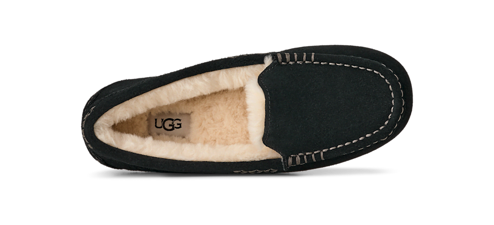 Women's Water-Resistant Suede Moccasin Slipper - Black