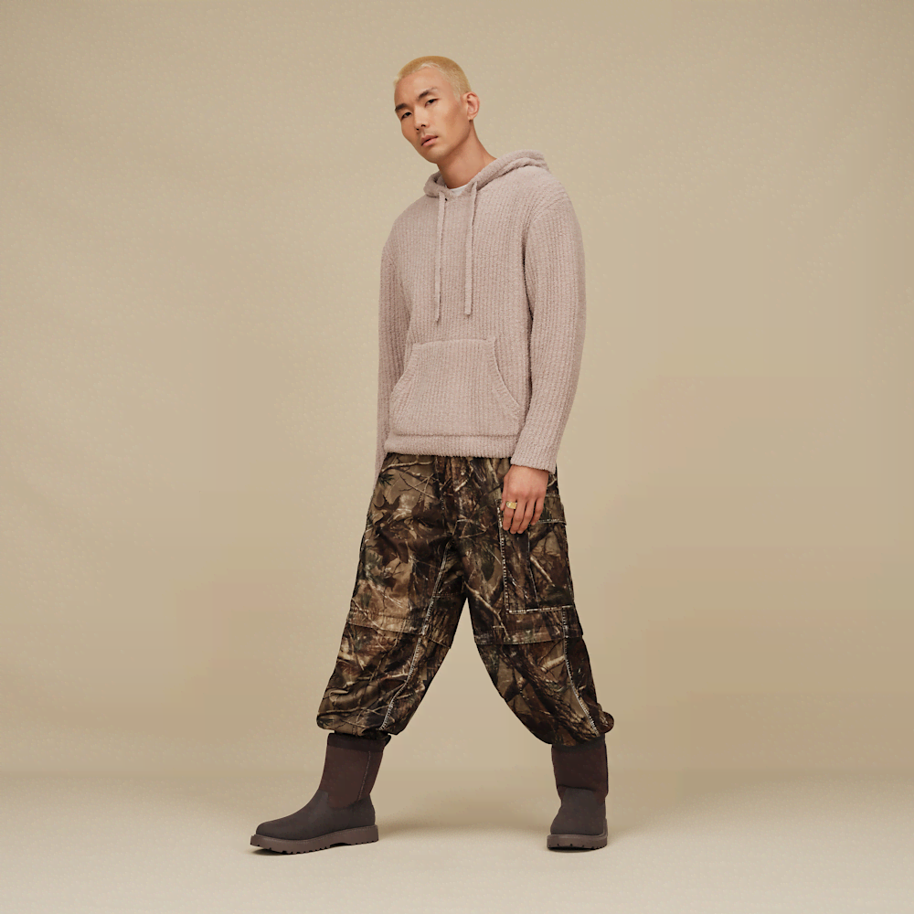 Men's Recycled Ribbed Pullover Hoodie - Oyster