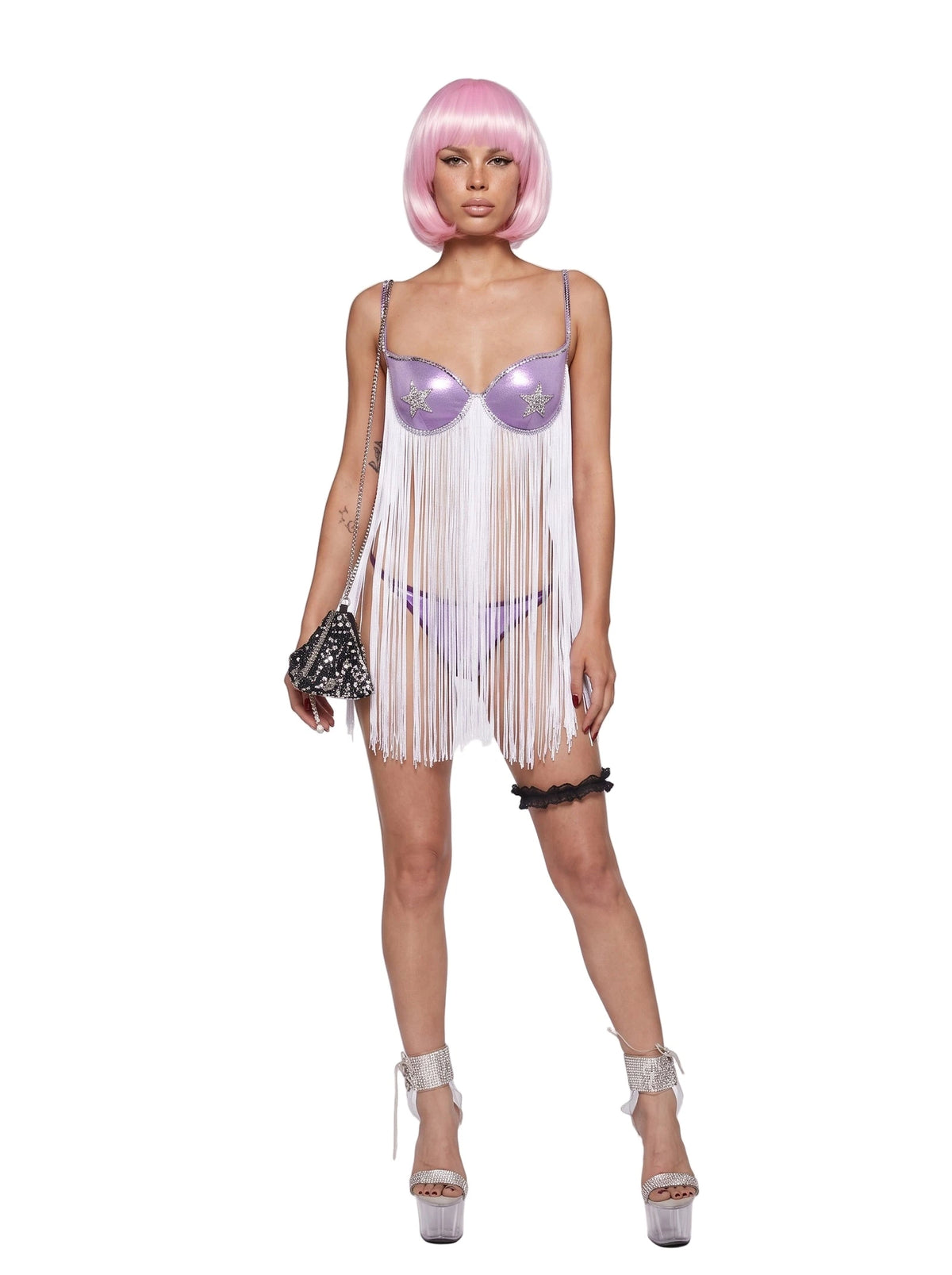 Shimmer Fringe Costume And Wig Set - Multi