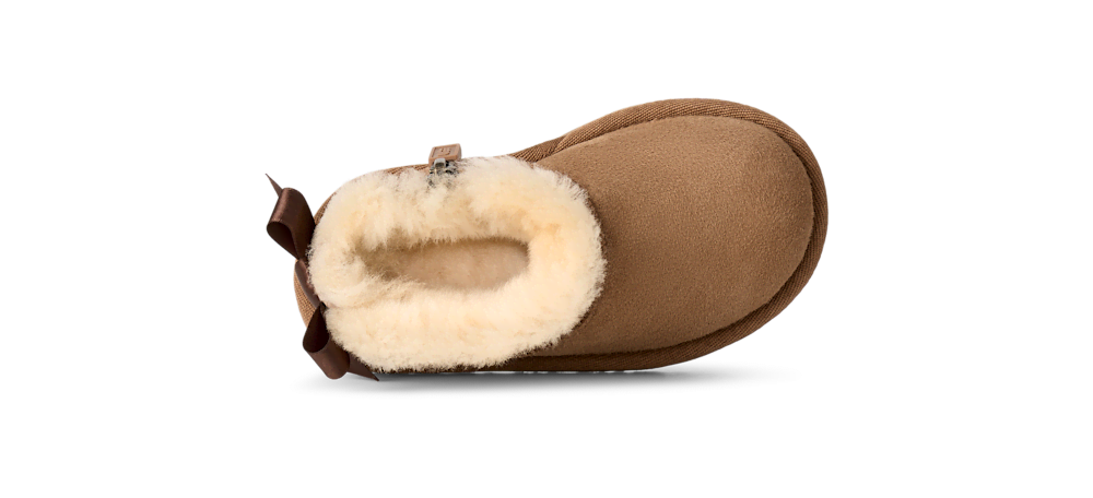 Toddler Sheepskin Bow Ankle Boot - Chestnut