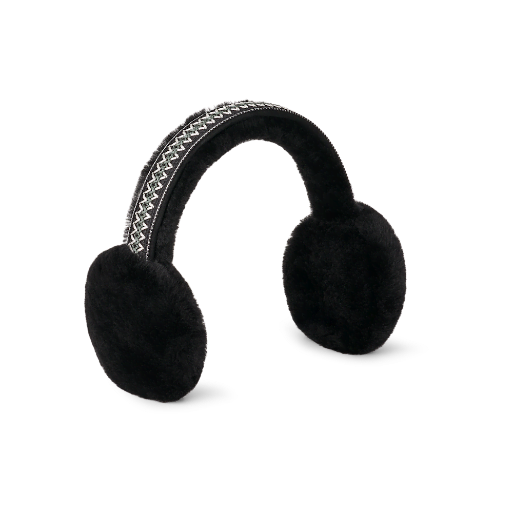 Women's Shearling Trim Earmuffs - Black