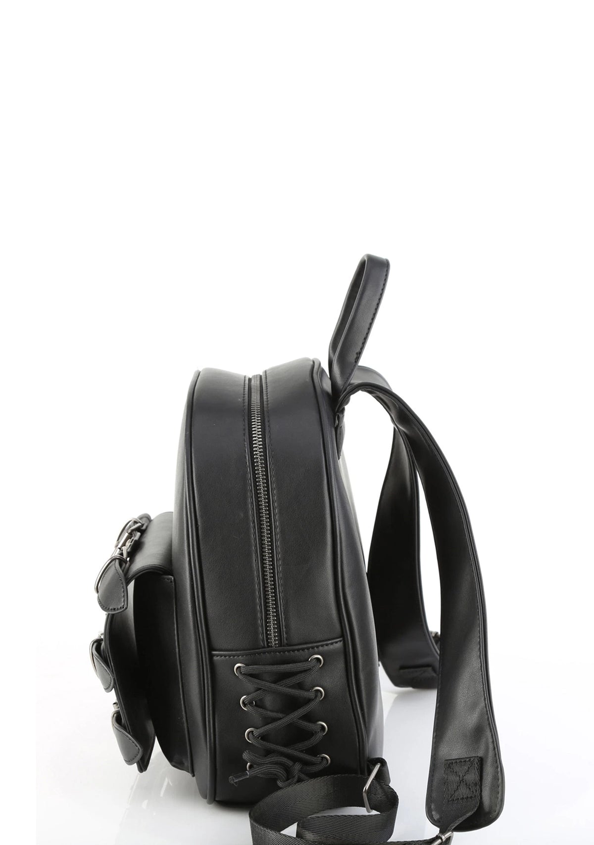 Faux Leather Mini Backpack - Black