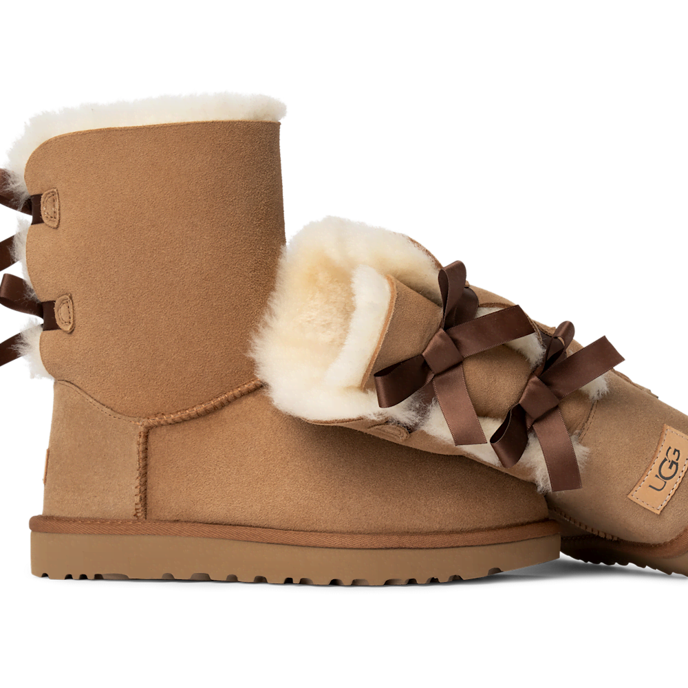 Women's Sheepskin Bow Boot - Black