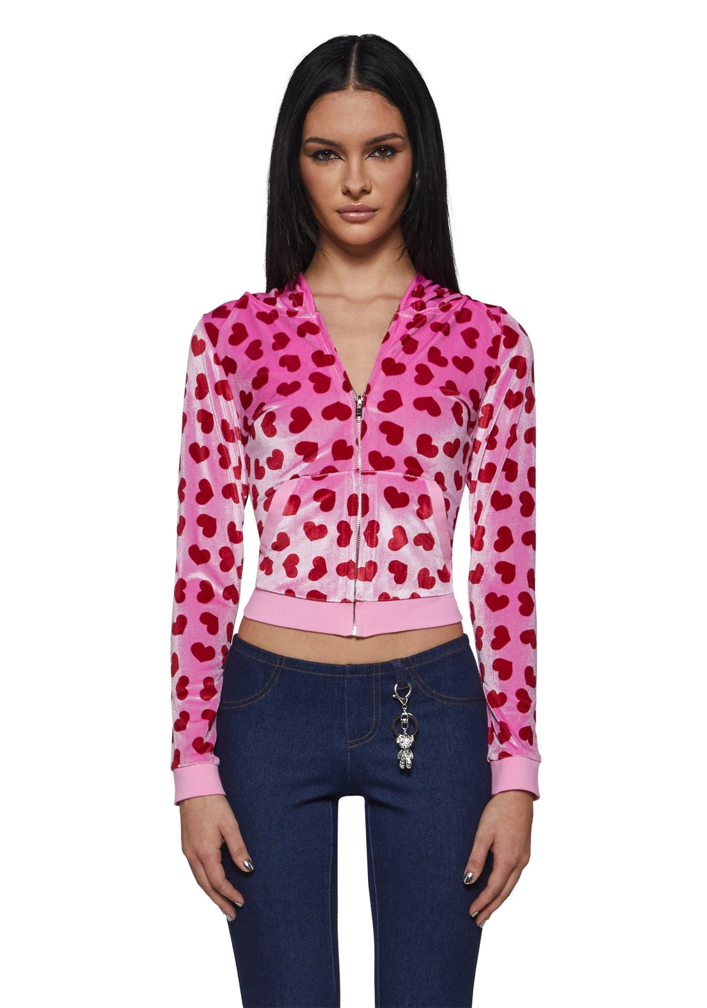Heart Print Hoodie Costume Set - Pink