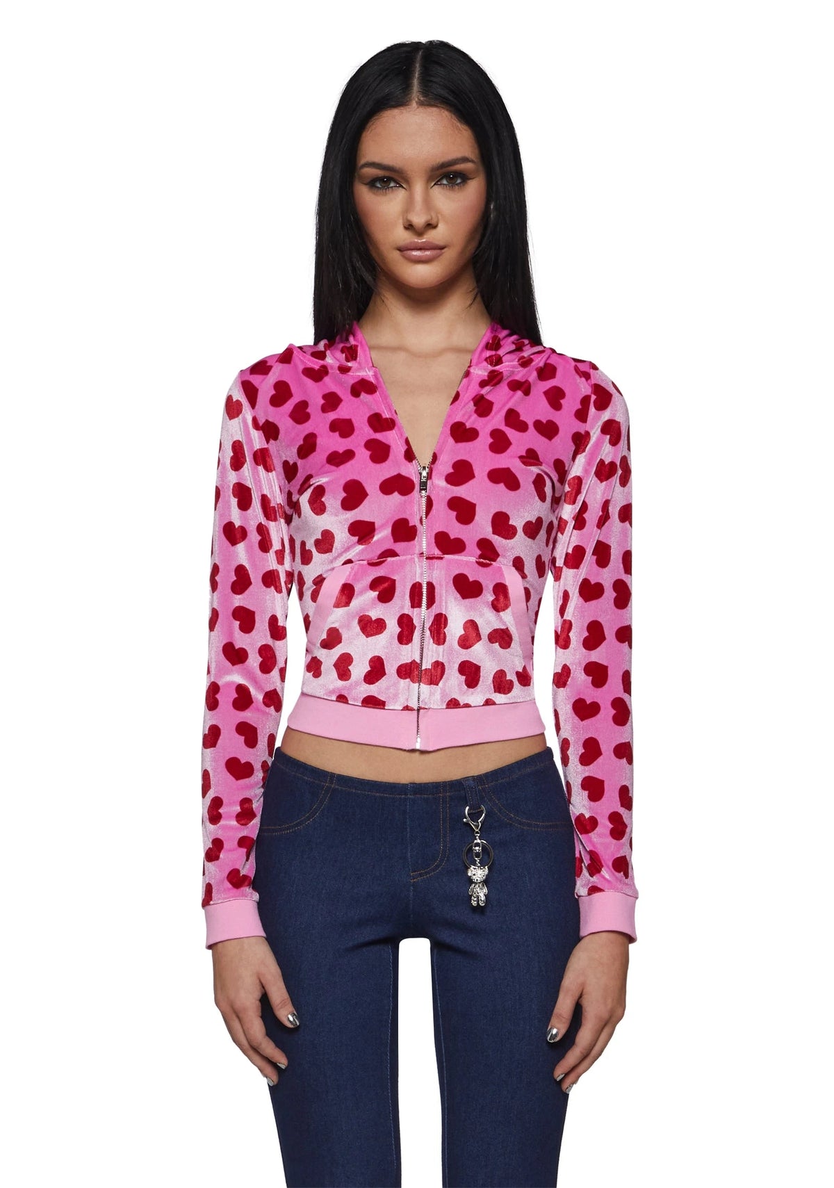 Heart Print Hoodie Costume Set - Pink