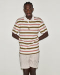 Men's Stripe Cotton Jersey Polo Shirt - Burn Out Multi