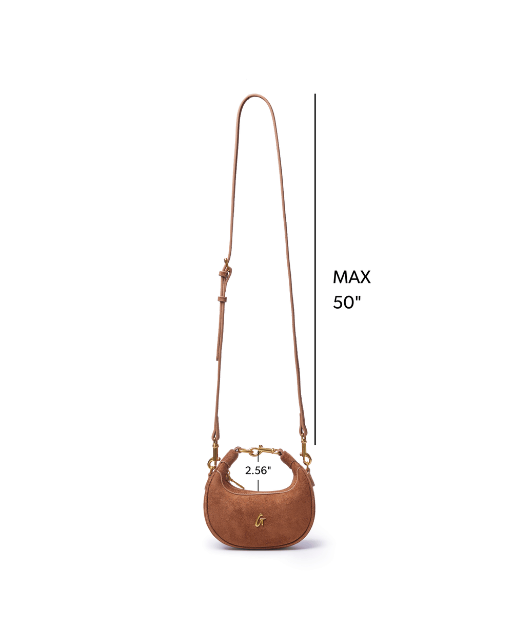 Mini Suede-Feel Crescent Bag - Brown
